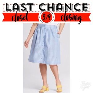 Blue and White Broadcloth Skirt 26W